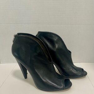Vince Camuto Amber Black Leather Peep-Toe Ankle Booties